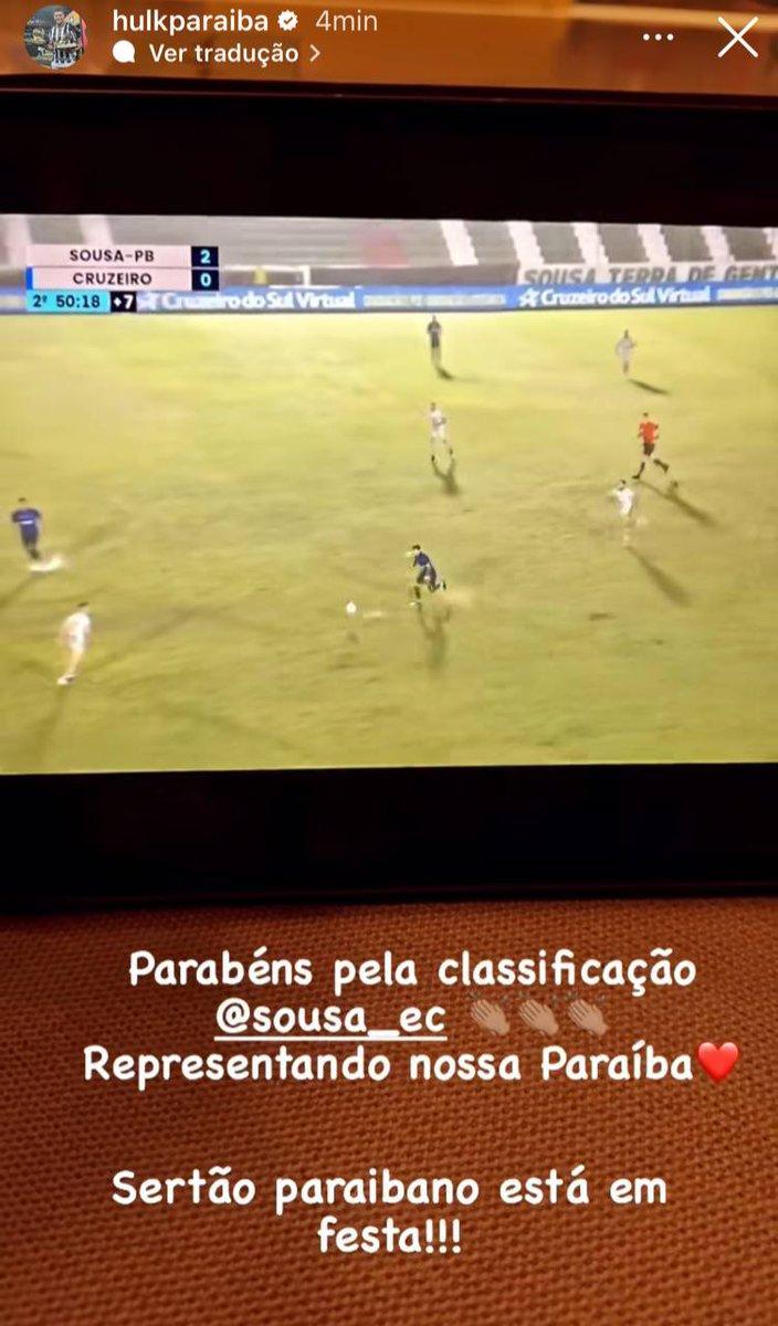 Hulk festeja classificação do Sousa sobre o Cruzeiro na Copa do Brasil (Reprodução / Instagram Hulk)