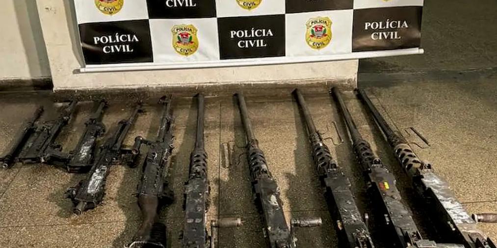 Das 21 metralhadoras furtadas, 19 foram recuperadas e duas ainda são procuradas (Reprodução / Instagram governador Tarcísio de Freitas)
