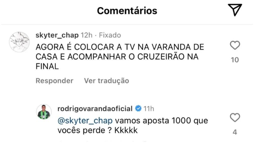 Varanda aposta em vitória do Atlético sobre Cruzeiro (Reprodução / Redes Sociais)