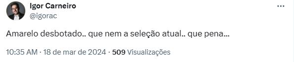 Torcida critica nova camisa amarela da Seleção Brasileira (Reprodução / Twitter Nike)