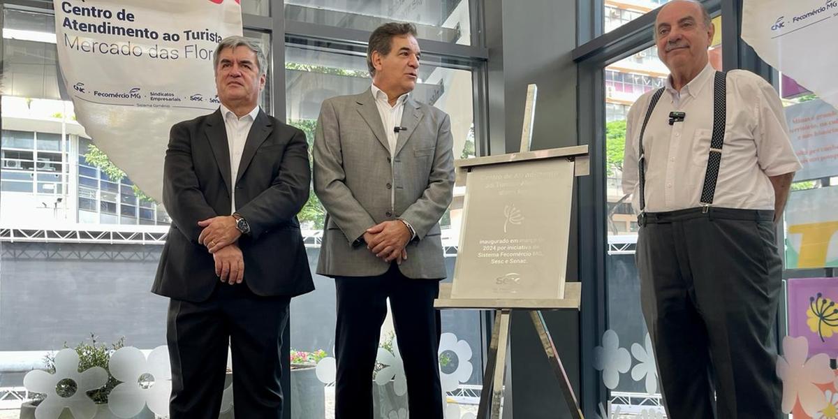 Nadim Donato e Fuad Noman participaram da inauguração do Mercado das Flores (Valéria Marques/Hoje em Dia)