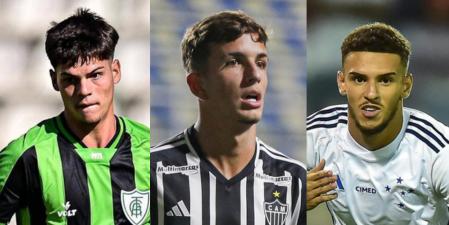 Jovens de América, Atlético e Cruzeiro iniciam disputa no Campeonato Brasileiro nesta quarta-feira (3) (Montagem: Reprodução/ Redes Sociais - Bruno Sousa / Atlético - Staff Images / Cruzeiro)