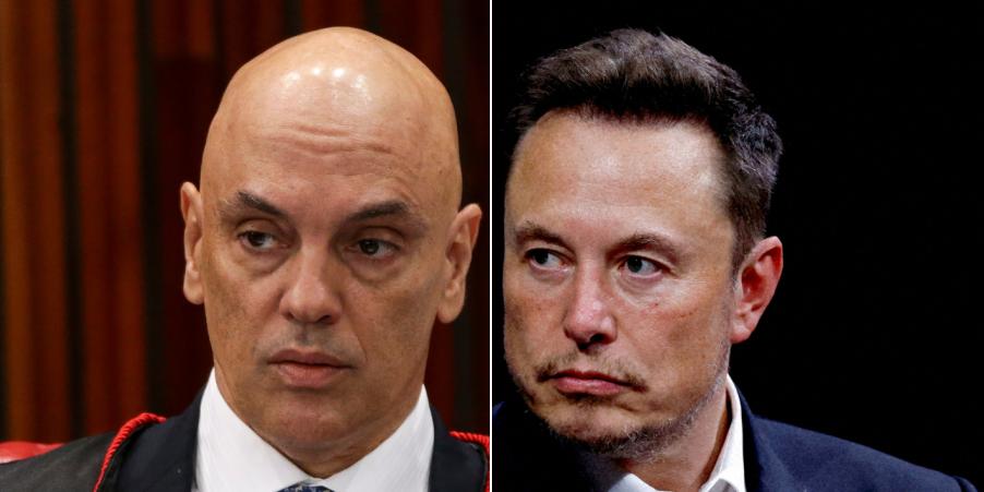 Em decisão divulgada no último dia 7, o ministro Alexandre de Moraes determinou a abertura de um inquérito contra Elon Musk (Montagem HD)