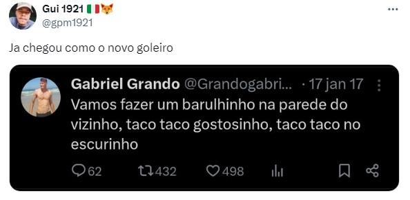 Torcida brinca com postagens de Grando, quando jovem, nas redes sociais (Reprodução / Twitter Cruzeiro)