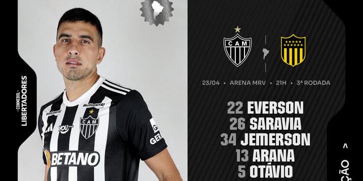 Galo escalado para encarar o Peñarol (Divulgação /Atlético)