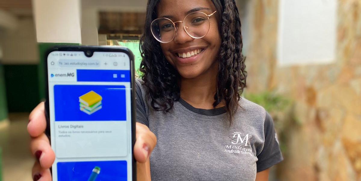É possível baixar o aplicativo pelo celular (IOS e Android), buscando pelo nome Enem MG (SEE-MG/Divulgação)