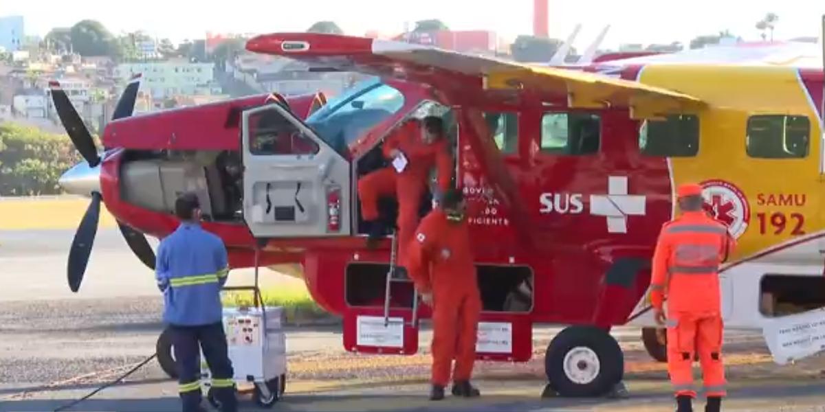 Embarque para o RS ocorreu na manhã desta segunda, no Aeroporto da Pampulha, em BH. (Reprodução/TV Globo)