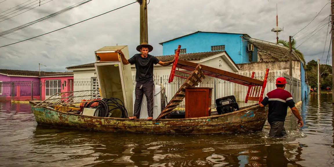 Cheia na Lagoa dos Patos inundou casas e desabrigou moradores (Gustavo Vara/Prefeitura de Pelotas)