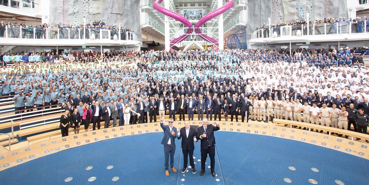Evento de lançamento foi realizado em Saint-Nazaire, na França (Divulgação / Royal Caribbean)