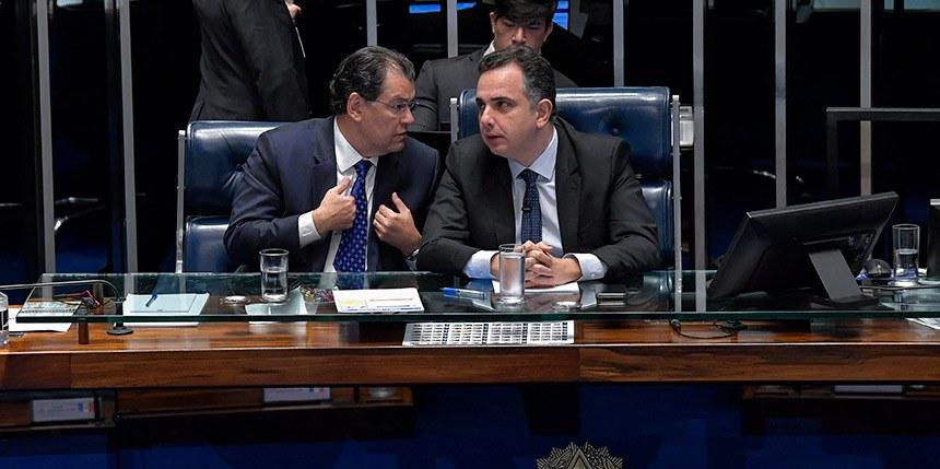 Declaração foi feita pouco antes de Pacheco se dirigir ao plenário para participar da sessão preparatória que vai escolher o próximo presidente do Senado (Jonas Pereira / Agência Senado)