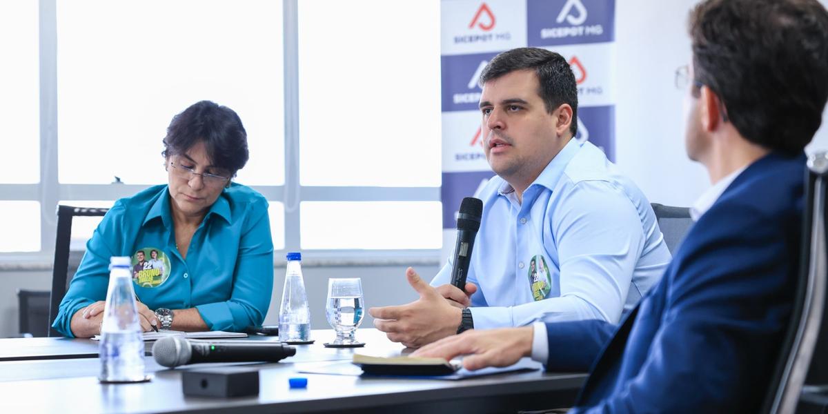 Bruno Engler participou de reunião no Sicepot-MG nesta segunda-feira (9) (Lucas Mendes/ Campanha Bruno Engler/ Divulgação)