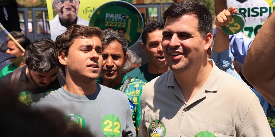 Nikolas Ferreira (PL) e Bruno Engler (PL) durante a campanha nas eleições municipais em BH m 2024 (Lucas Mendes/ Campanha Bruno Engler)