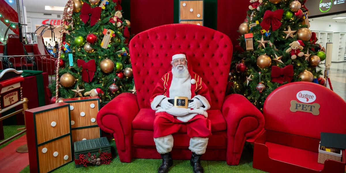 Olha ele aí! Papai Noel está disponível para fotos em vários shoppings e praças de BH (Divulgação / Press & Co)