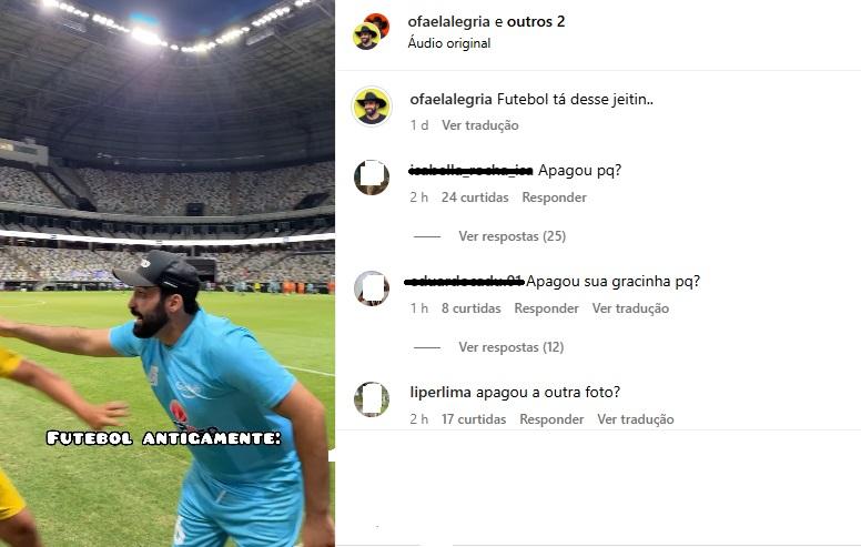 Torcida do Atlético na bronca com influencer digital Fael Alegria (Reprodução / Instagram Fael Alegria)