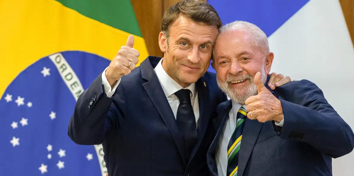 O presidente da França, Emmanuel Macron, e Lula (Fabio Rodrigues-Pozzebom/ Agência Brasil)