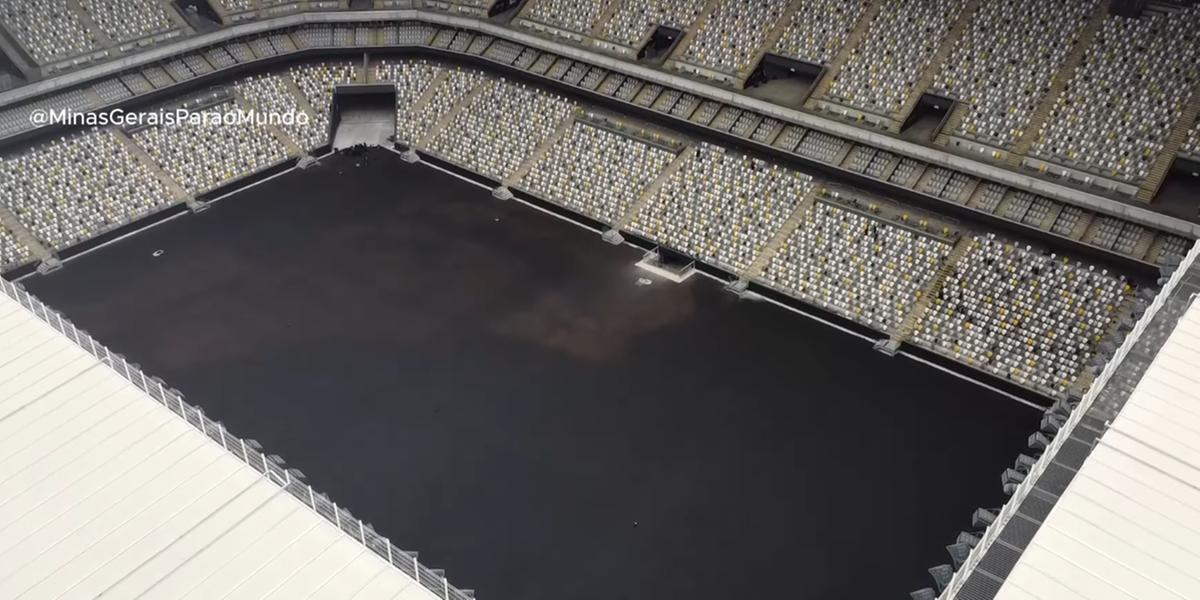 Arena MRV está pronta para receber grama sintética (Reprodução / Youtube Minas Gerais Para o Mundo)