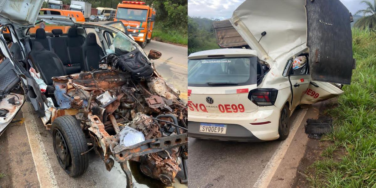 Um homem morreu e quatro ficaram feridos no acidente entre carros e caminhão na BR-365 (Divulgação/ PF)