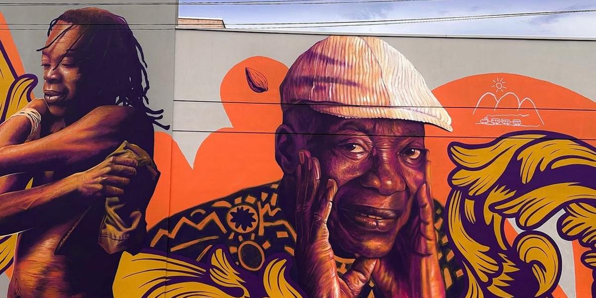 Mural foi feito em uma rua de Três Pontas, cidade onde Bituca passou parte da infância (Milton Nascimento / Instagram / Reprodução)