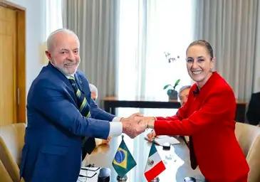 Presidente da República, Luiz Inácio Lula da Silva, durante encontro bilateral com presidente do México, Claudia Sheinbaum (Ricardo Stuckert/PR)