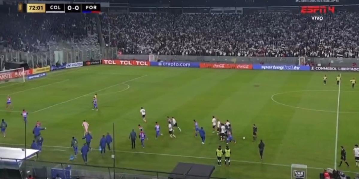 CBF pede a Conmebol a vitória para o Fortaleza após confusão no jogo contra o Colo Colo (Reprodução/ESPN)