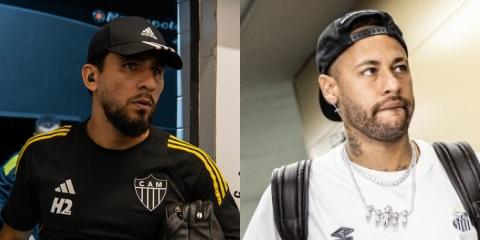 Alonso e Neymar vão duelar nesta noite na Vila Belmiro (Reprodução: X do Atletico e do Santos)