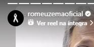 Zema trocou a foto de perfil na rede social por um símbolo referente ao luto (Reprodução / Instagram @romeuzemaoficial)