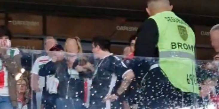 Mulher teria feito gesto racista em direção aos torcedores do Cruzeiro no jogo diante do Palestino, do Chile (Reprodução / X Danilo Leite)