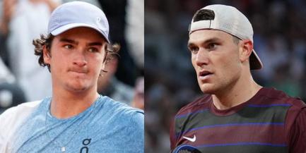 João Fonseca encara Jack Draper após ser eliminado pelo britânico no Masters 1000 de Indian Wells (Montagem / Foto: Johan Sonnet - FFT / Reprodução X Roland-Garros)