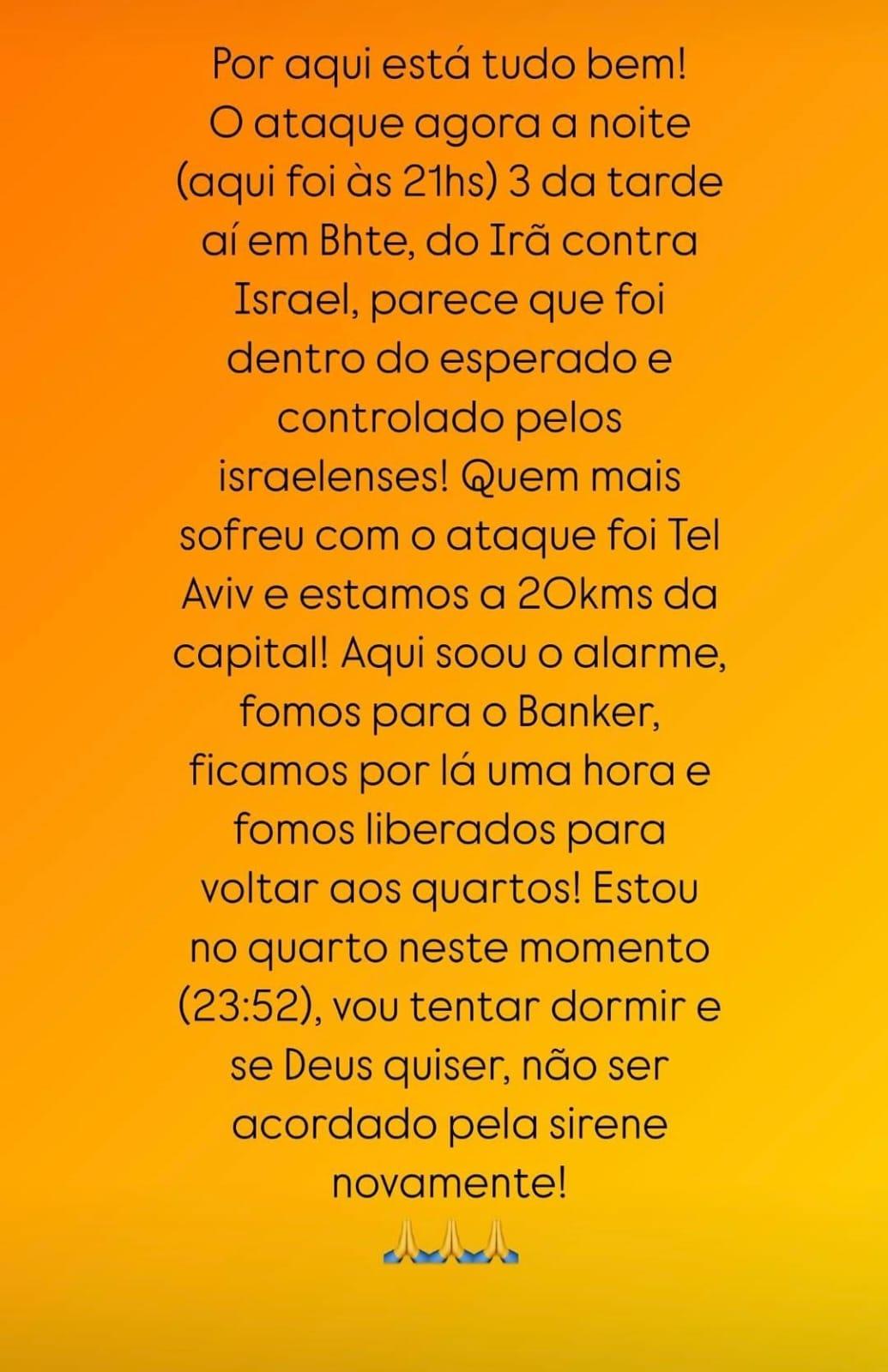 Mensagem postada por Álvaro Damião por volta das 18h (horário de Brasília) (Reprodução / Instagram)