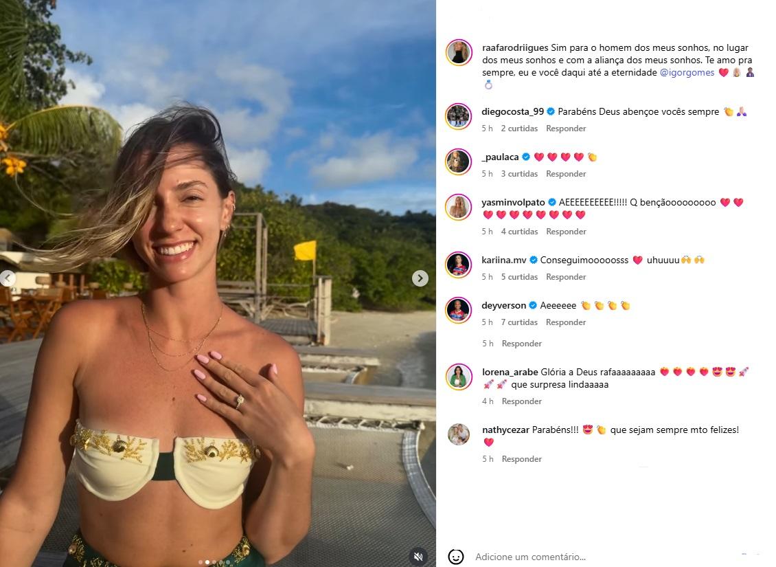 Deyverson e esposa celebram pedido de casamento de Igor Gomes a Rafaela Rodrigues (Reprodução / Instagram Rafaela Rodrigues)
