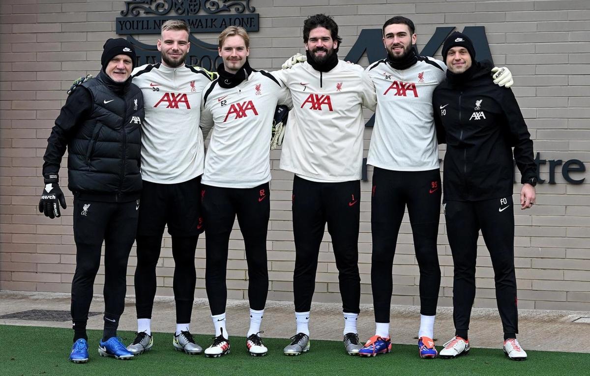Taffarel e os goleiros do Liverpool (Divulgação: Liverpool)