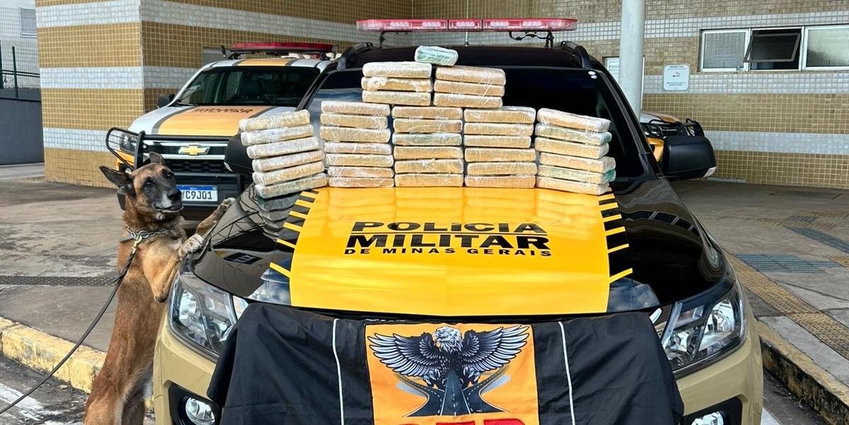 Polícia apreende 38 barras de maconha em operação realizada em Betim (Divulgação / PMMG)