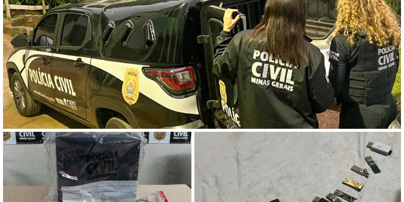Suspeito foi preso em Conselheiro Lafaiete durante operação contra crimes cibernéticos envolvendo abuso infantil. (Divulgação/PCMG)