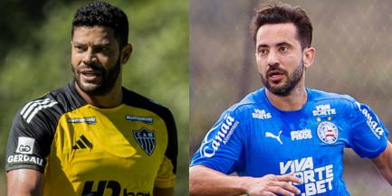 Hulk e Everton Ribeiro se encaram na Arena Fonte Nova por uma vaga no G4 do Brasileirão (Montagem / Foto: Pedro Souza - Atlético / Letícia Martins - Bahia)