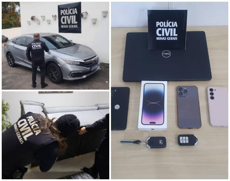 Foram cumpridos mandados de prisão e busca e apreensão, além do bloqueio e sequestro de bens do suspeito (Polícia Civil/Divulgação)