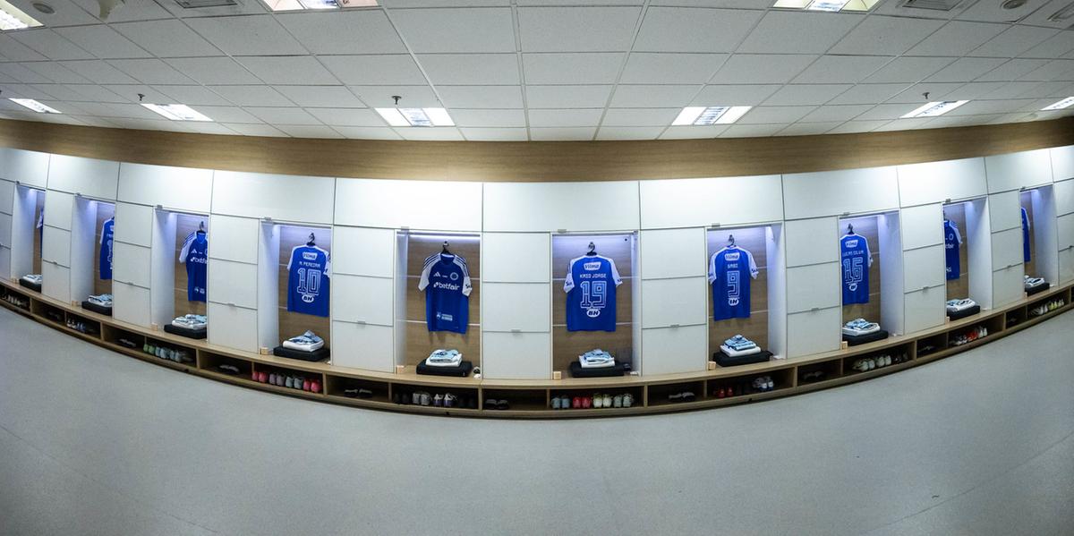Vestiário do Cruzeiro na Neo Química Arena (Foto: Marco Galvão/Cruzeiro)