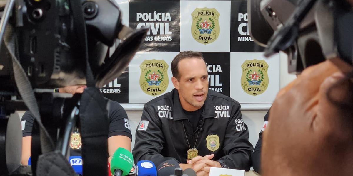 Coletiva da Polícia Civil em Belo Horizonte apresentou detalhes sobre a investigação envolvendo o suspeito e a possível utilização da arma da delegada no crime (Maurício Vieira/Hoje em Dia)