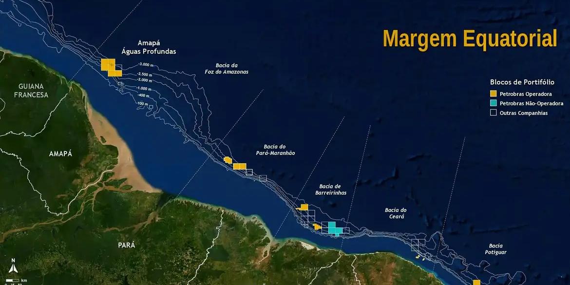Petrobras e o Instituto Brasileiro do Meio Ambiente e dos Recursos Naturais Renováveis (Ibama) chegaram a um acordo para realizar, no próximo dia 24, a avaliação pré-operacional (APO) na bacia da Foz do Amazonas (Arte Petrobras/Divulgação)
