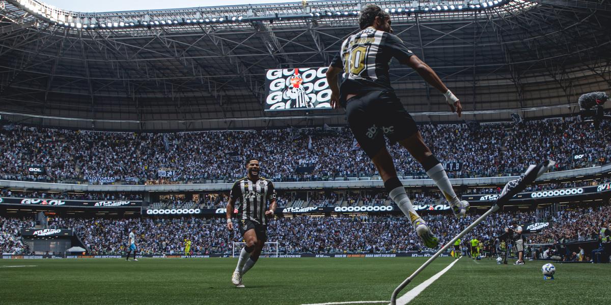 Gustavo Scarpa comemora golaço pelo Atlético na Arena MRV (Pedro Souza/Atlético)