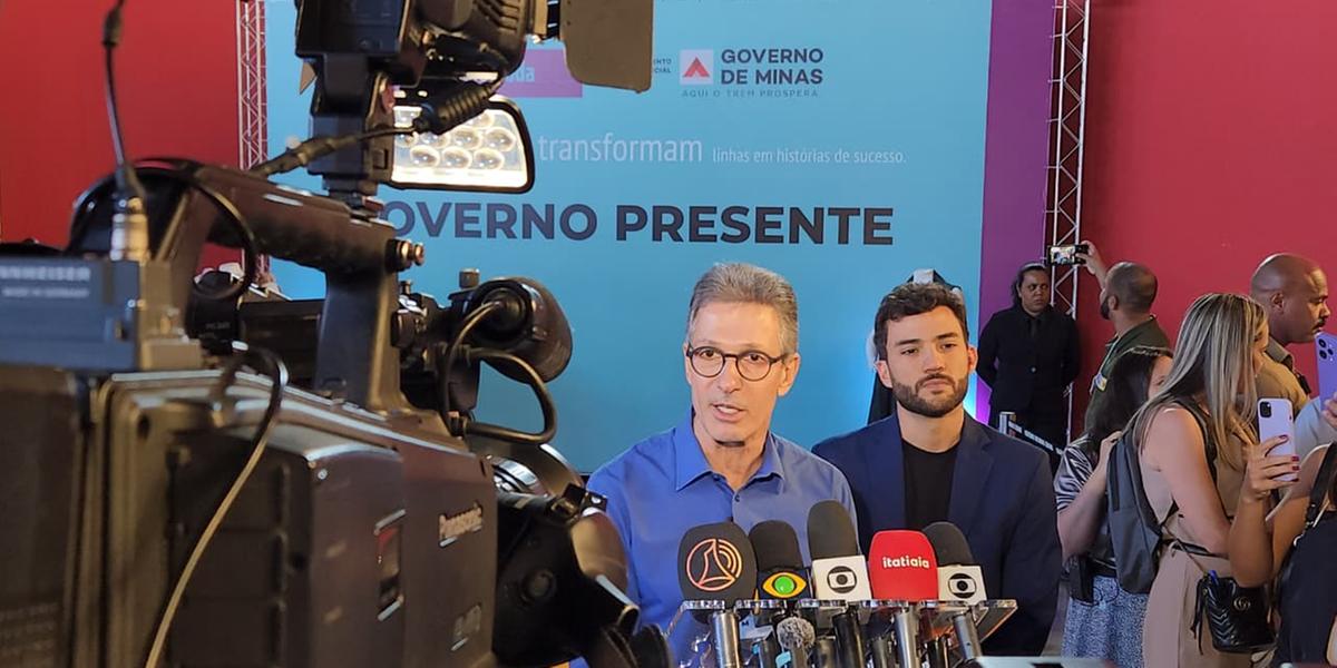 Governador Romeu Zema durante coletiva em BH na qual falou sobre a dívida de Minas e anunciou a expansão do projeto Trajeto Moda (Maurício Vieira/Hoje em Dia)