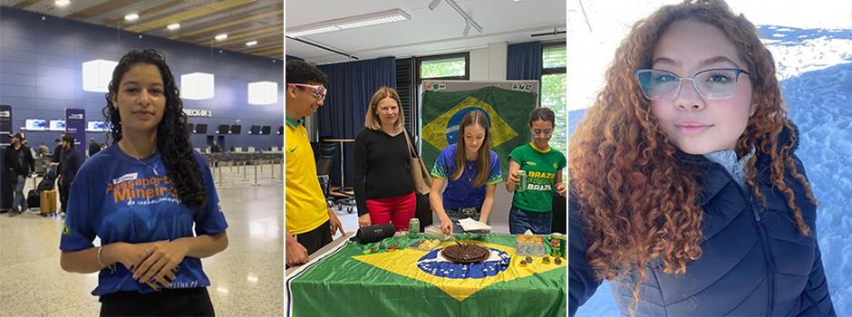 Estudantes Rafaella Santos (Costa Rica), Gabriel Souza e Maria Eduarda Pires (Suíça) e Ana Martins (Itália) (Arquivo pessoal)
