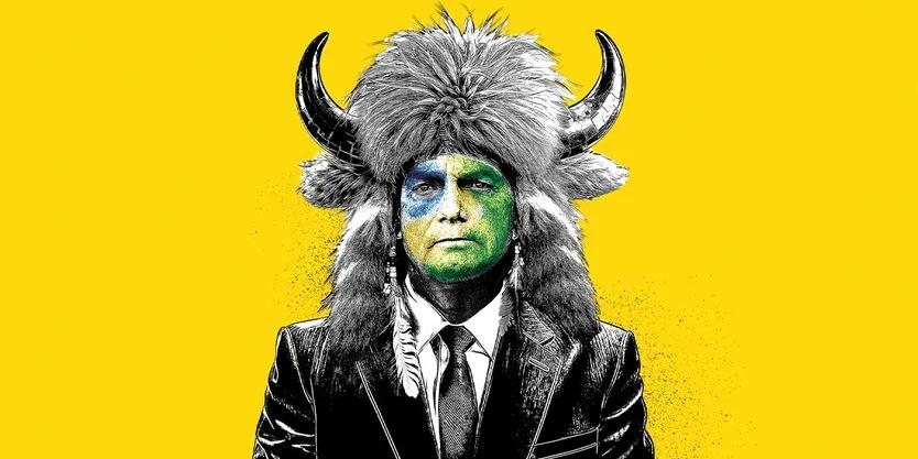Capa da revista The Economist traz Bolsonaro ilustrado como o “viking do Capitólio”, símbolo da invasão ao Congresso dos EUA em 2021 (Divulgação/The Economist)