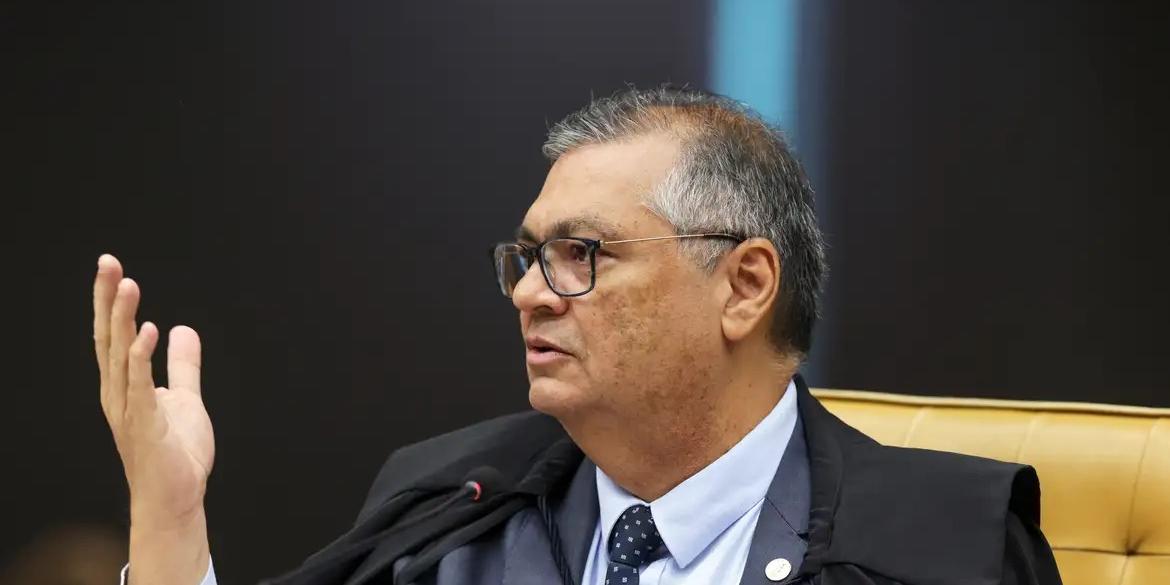 O ministro Flávio Dino durante sessão da Primeira Turma do Supremo Tribunal Federal (STF) que retoma o julgamento dos réus do Núcleo 1 da trama golpista (Rosinei Coutinho/STF)