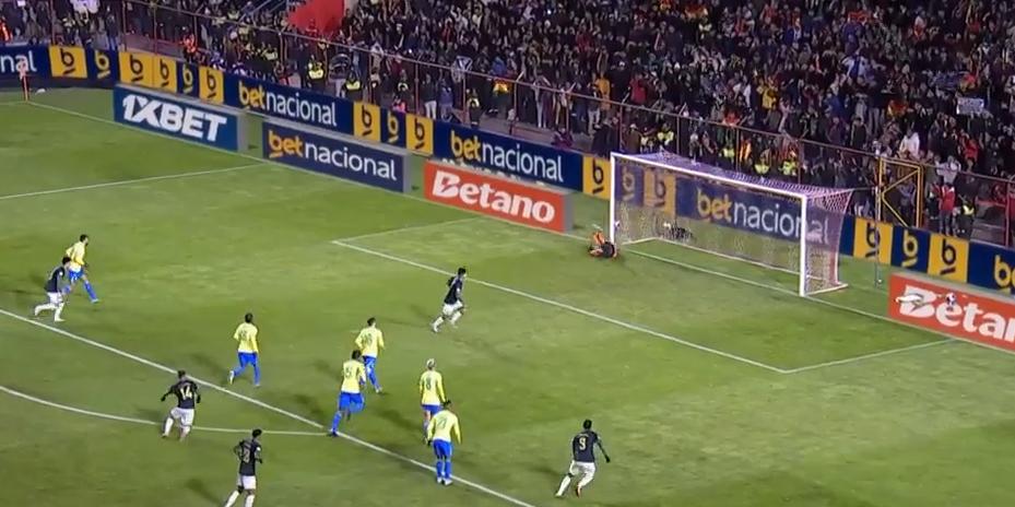 Miguelito marca único gol do duelo entre Brasil e Bolívia (Reprodução/Globo)