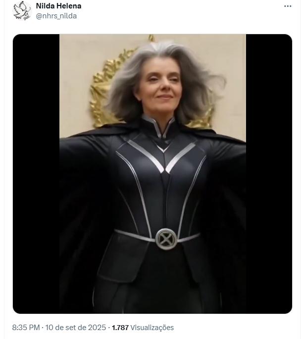 Montagem transforma Cármen Lúcia em super-heroína após condenação de Bolsonaro (Reprodução/X)