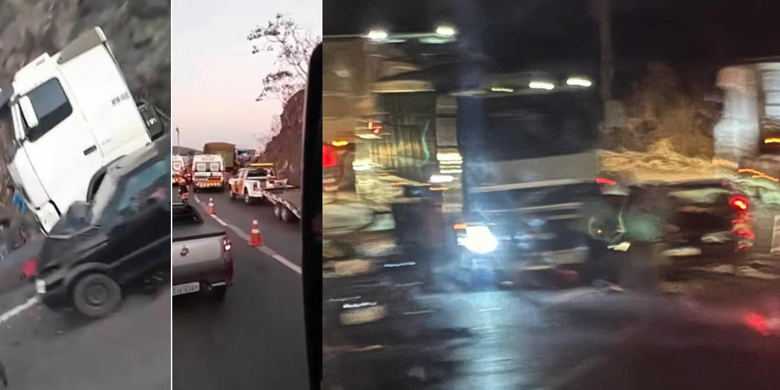 Acidente ocorreu na madrugada, refletindo no trânsito pela manhã (Redes Sociais/Reprodução)