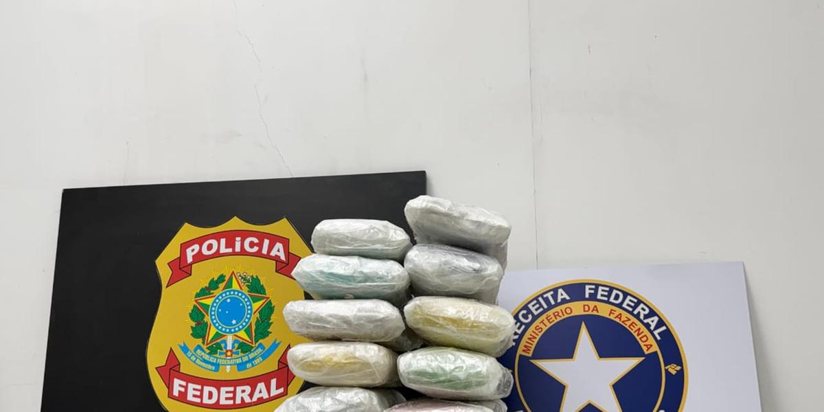 A droga estava acondicionada em pacotes no interior de uma mala. (PF/Divulgação)