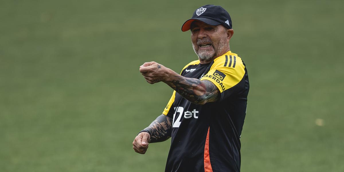 Sampaoli terá desfalques importantes para armar Galo que enfrentará o Juventude na Arena MRV (Pedro Souza / Atlético)