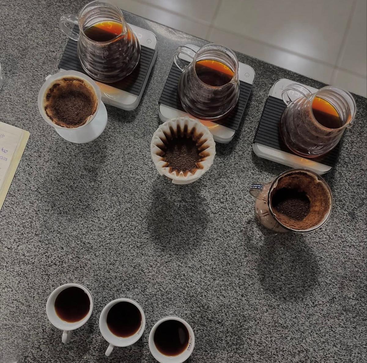 Métodos de preparo no laboratório da Academia do Café, referência em cafés especiais e formação técnica em BH (Reprodução/Instagram)