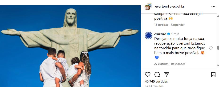 Cruzeiro desejou plena recuperação ao ídolo Everton Ribeiro (Foto: Instagram/Reprodução)
